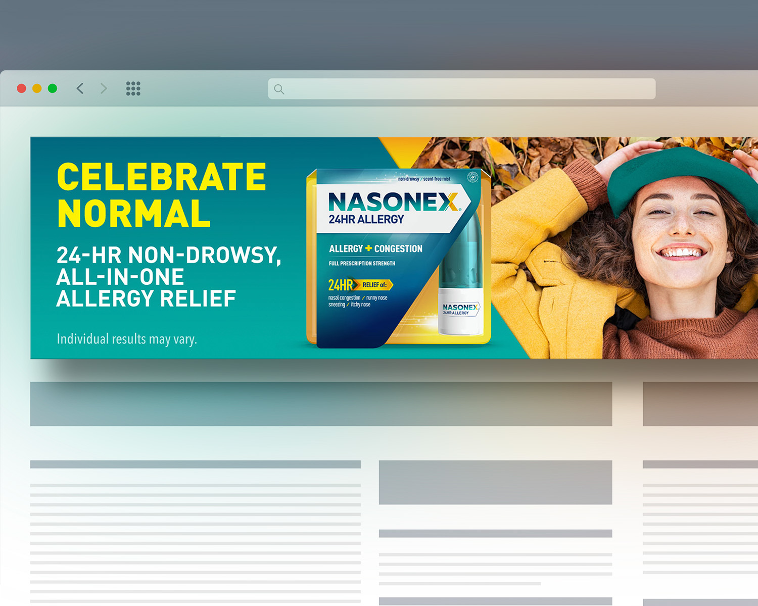 Banner ad mocked on browser window